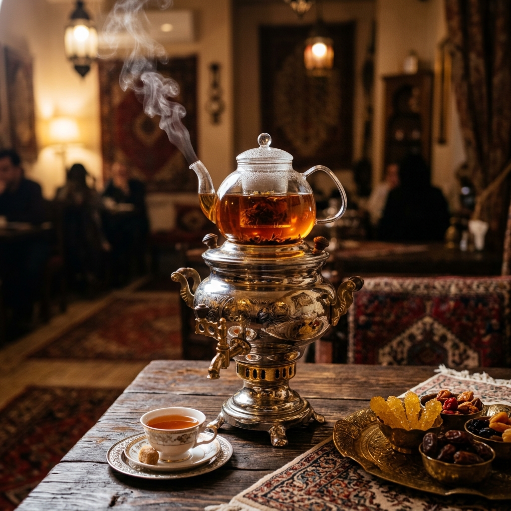 دم‌آوری چای روی سماور